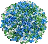 QYGL Sea Glass Stones 0.9LB Frosted Glass Pebbles in Green, Aquamarine, White - Aquarium Rocks, Vase Fillers, DIY Crafts Decor