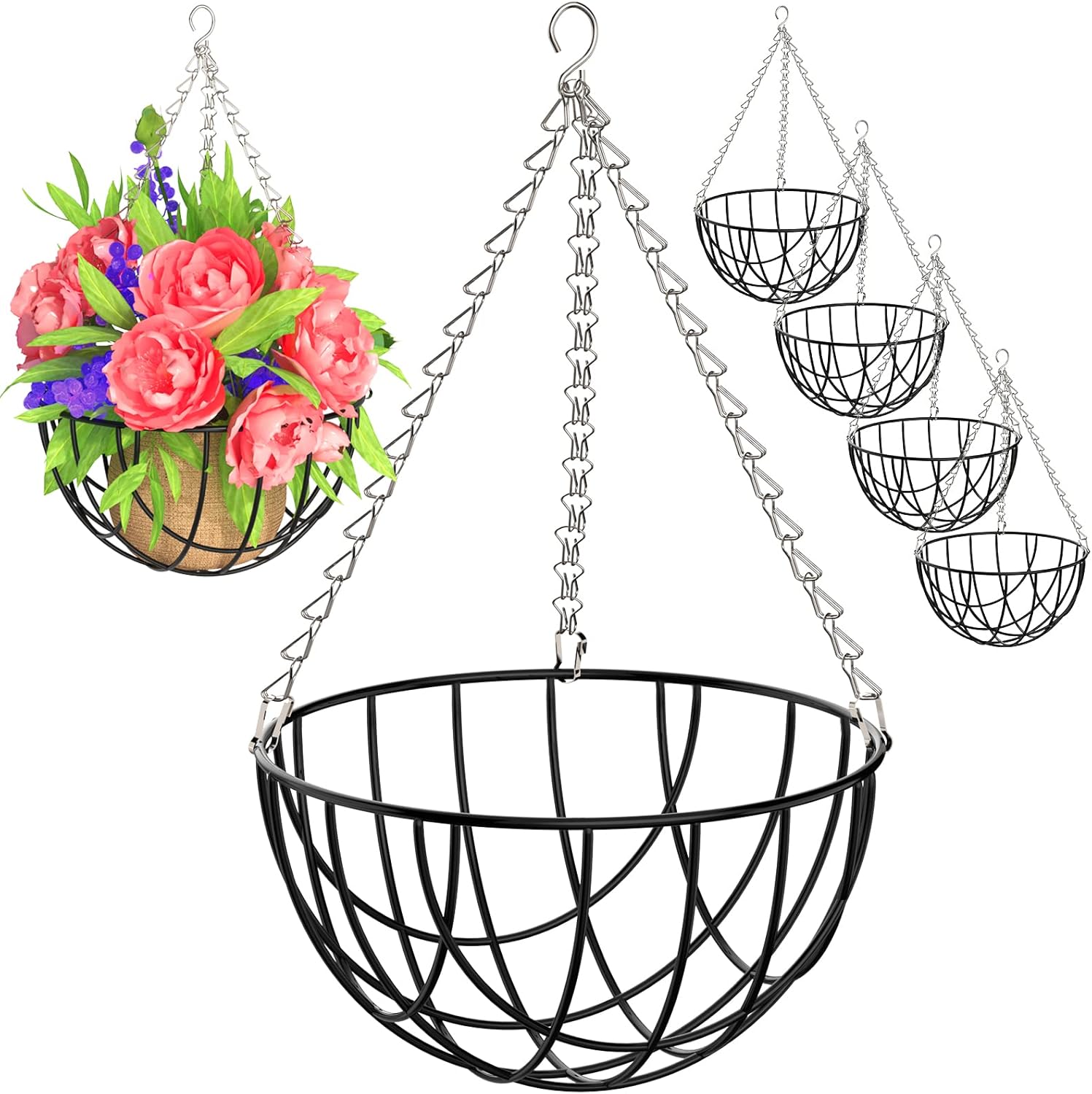 NUTSAAKK 12 Inch Metal Hanging Baskets for Plants Outdoor