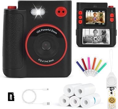 Cudinham Kids Camera Instant Print, Gifts for Age 3-12 Kids, 5 Rolls Paper