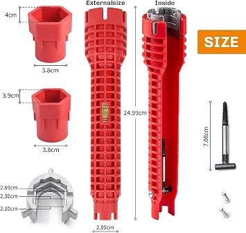 Tap Spanner & Basin Wrench for Tight Spaces, 8-in-1 Tap Wrench Tool