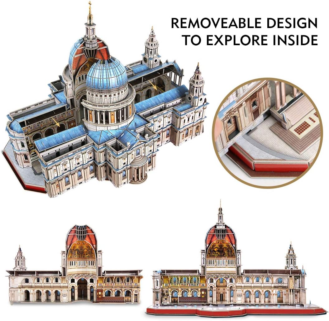 CubicFun 3D Puzzle - Large Saint Paul's Cathedral 3D Puzzles for Adults - Half-Opening Architecture, Enjoy Interior Views - Anniversary Wedding Souvenir Birthday Valentine Gifts - 643 Pieces
