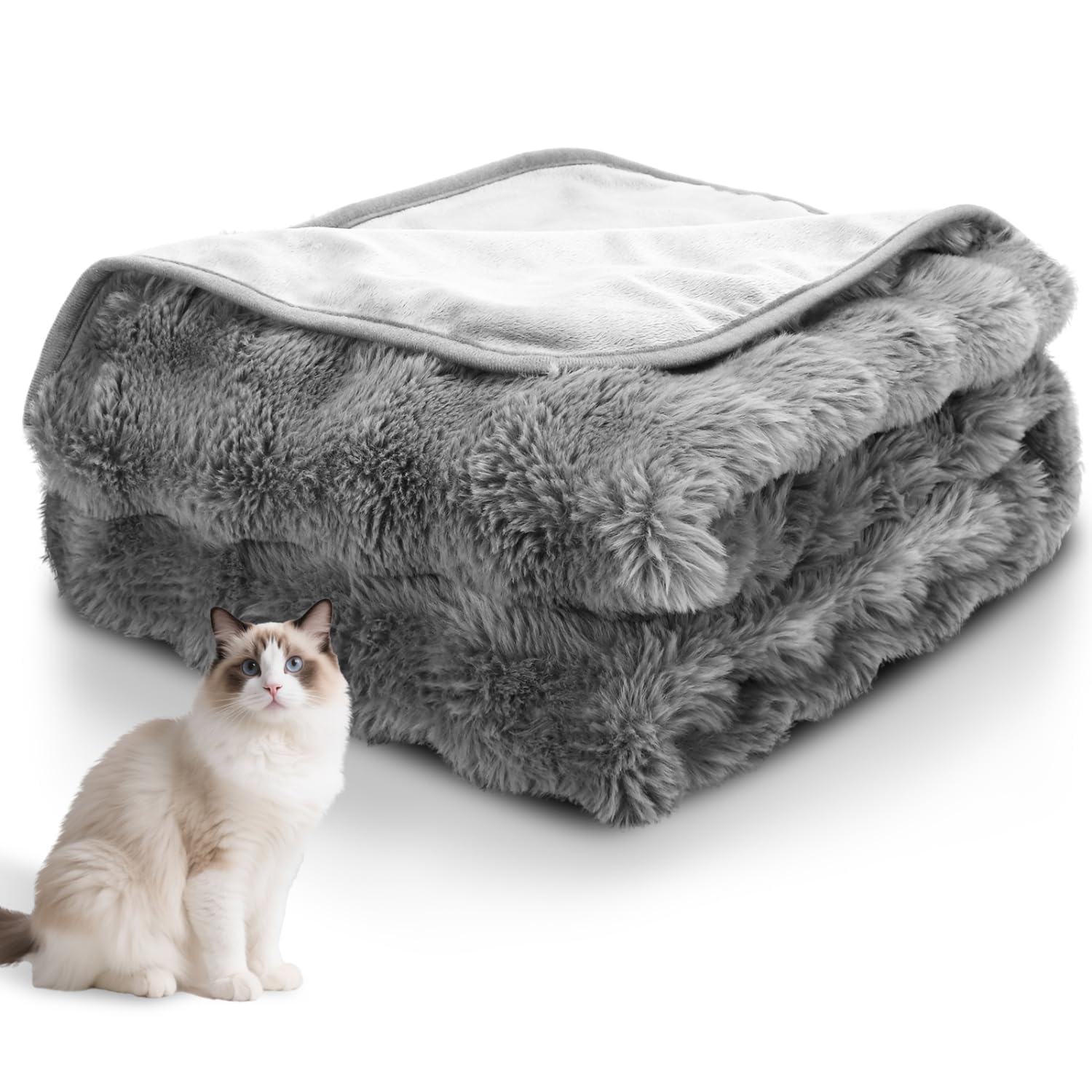 Nobleza Manta Impermeable Perro, Manta Suave de Felpa para Perros, Gatos, M 100 x 80 cm, Reversible, Lavable Mascotas de Fugas para Sofá y Cama, Gris