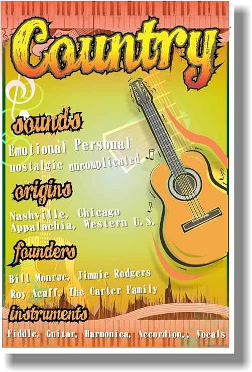 Country NEW Music Genre Poster Office Products