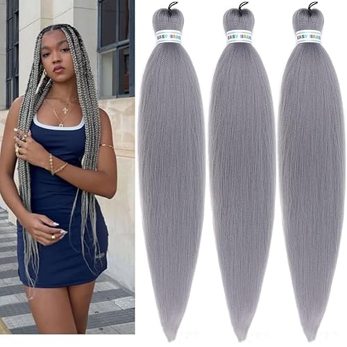 Extensiones de Cabello para Trenzar Leticia Cabello Sintético Preestirado Yaki Cabello Ez para Trenzar