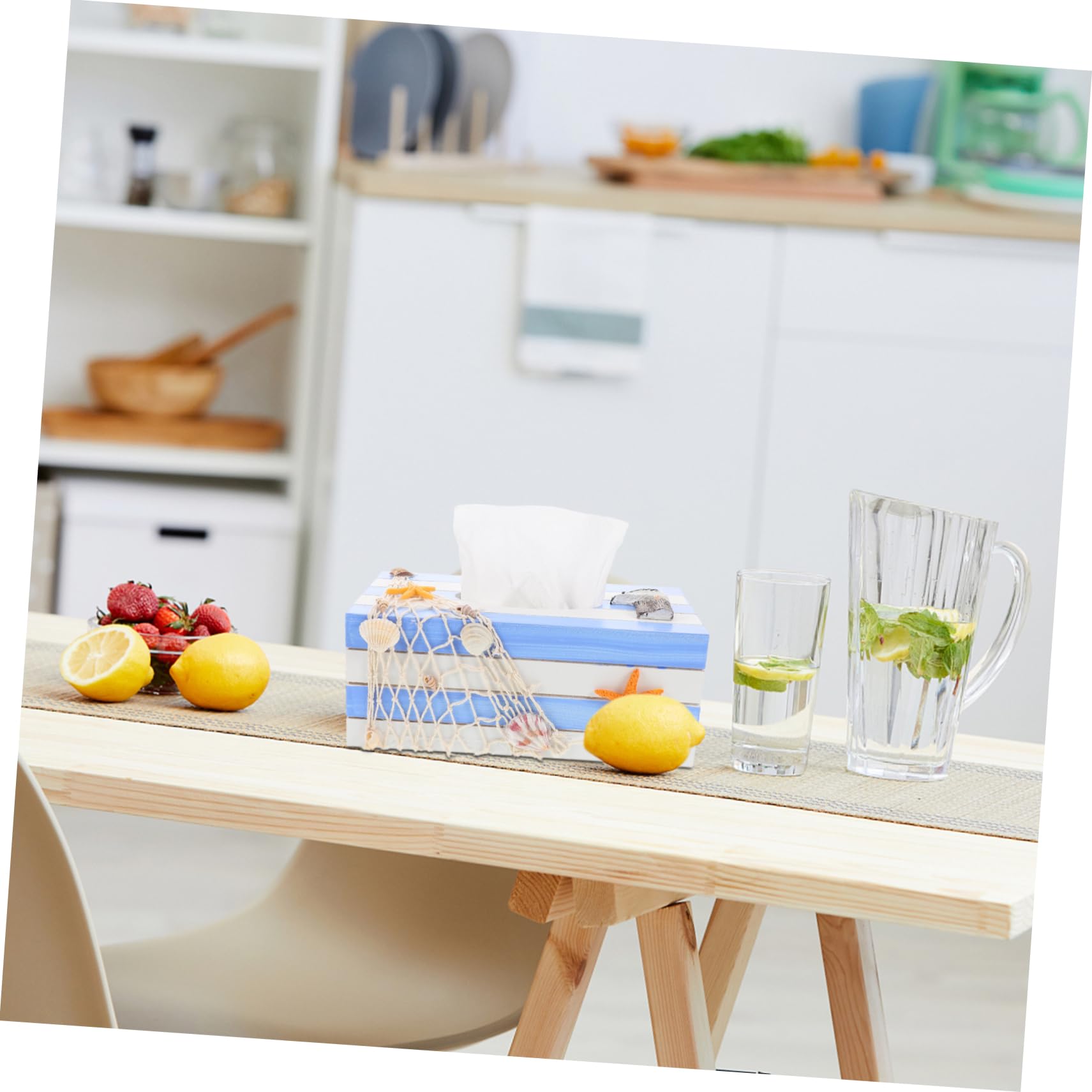 Healifty Sommerfest Holz Kosmetiktücherbox mit Geschmackvollem Design Leicht und Stabil als Taschentuchbox Hülle für Büro und Zuhause