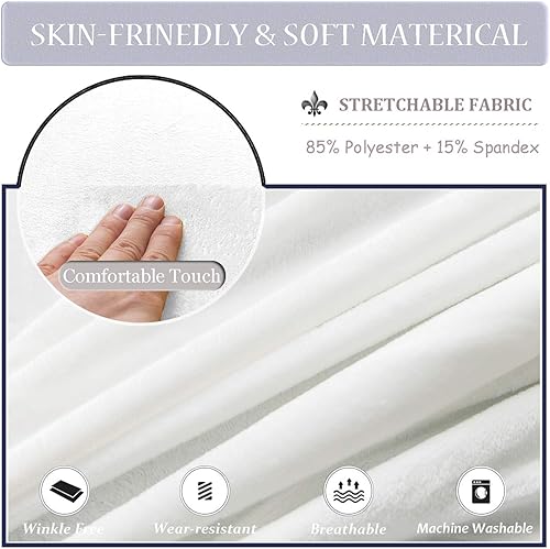 Miniatura 4 de Fundas elásticas para sillas de comedor de felpa de terciopelo XL, fundas protectoras de elastano para sillas altas con banda elástica para comedor,