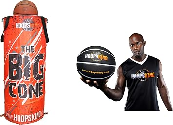 HOOPSKING Big Cone Sports Training Cone for Basketball, Soccer, Football & Lacrosse + Weighted Basketball 28.5"-2.75 lbs, 29.5"-3 lbs w/Online Training Video for Skill Development & Performance!