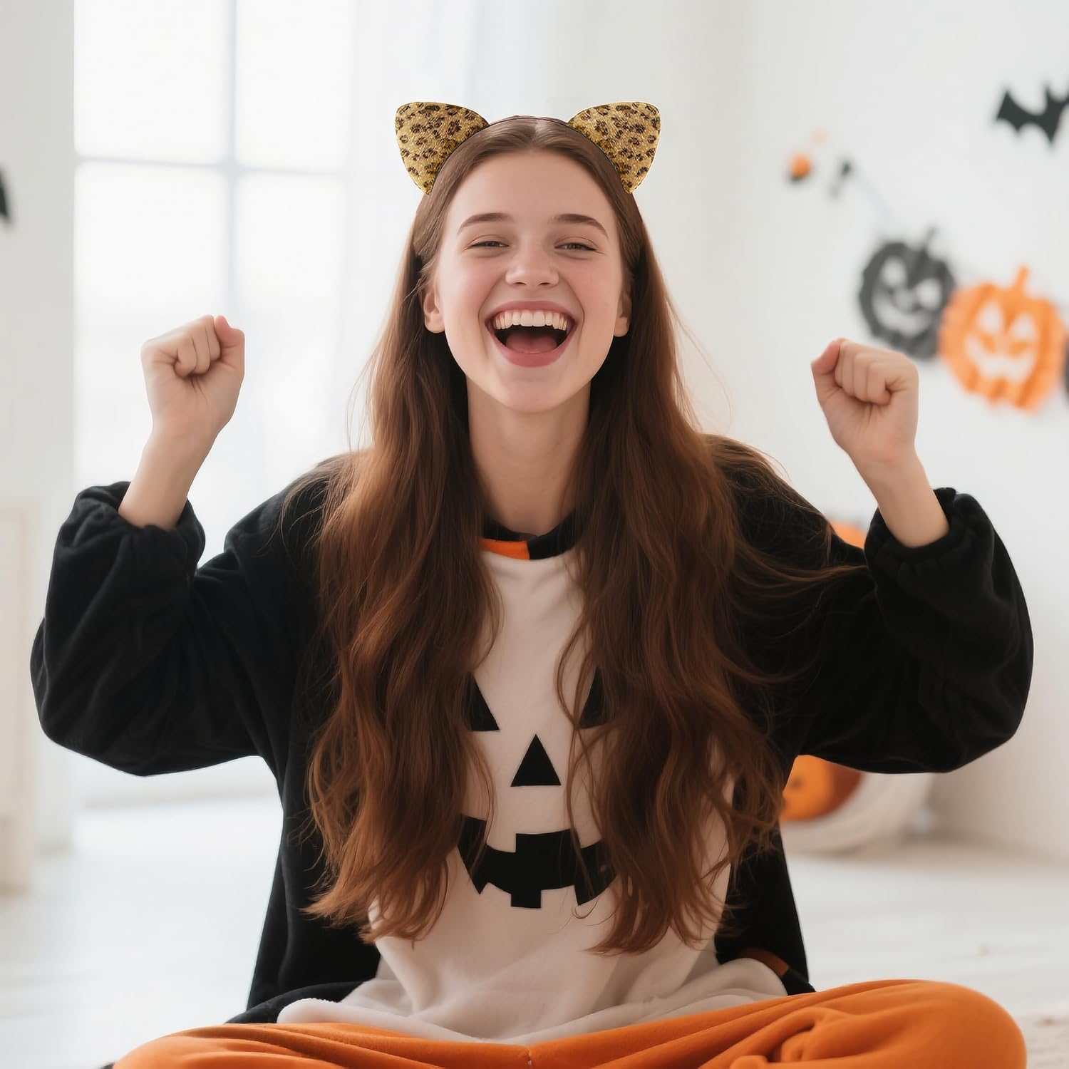 Edoneery Halloween Cat Ears Headband for Women, Furry Leopard Cat Ear Hairband, Costume Hair Accessory for Cosplay Parties - Image 4