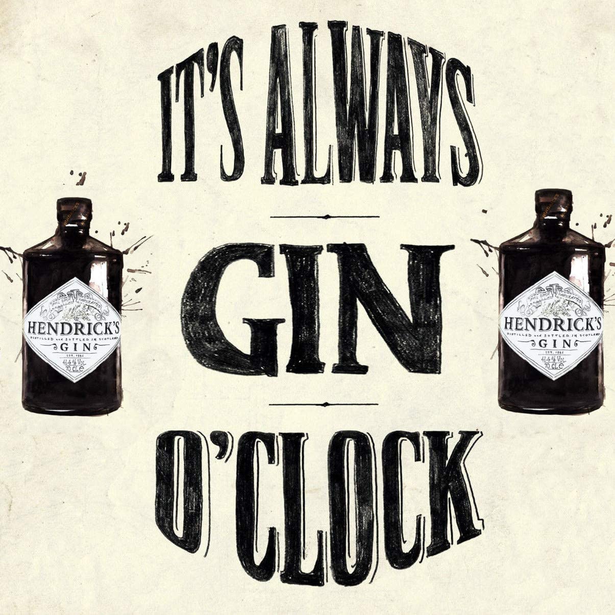 Top Banana Gifts Always Gin O' Clock Fun Quote Bottle Hendricks - Vintage Retro Advertising Wall Tin Plaque Large Square 20X20cm Pub Shed Bar Man Cave Home Bedroom Office Kitchen Gift Metal Sign