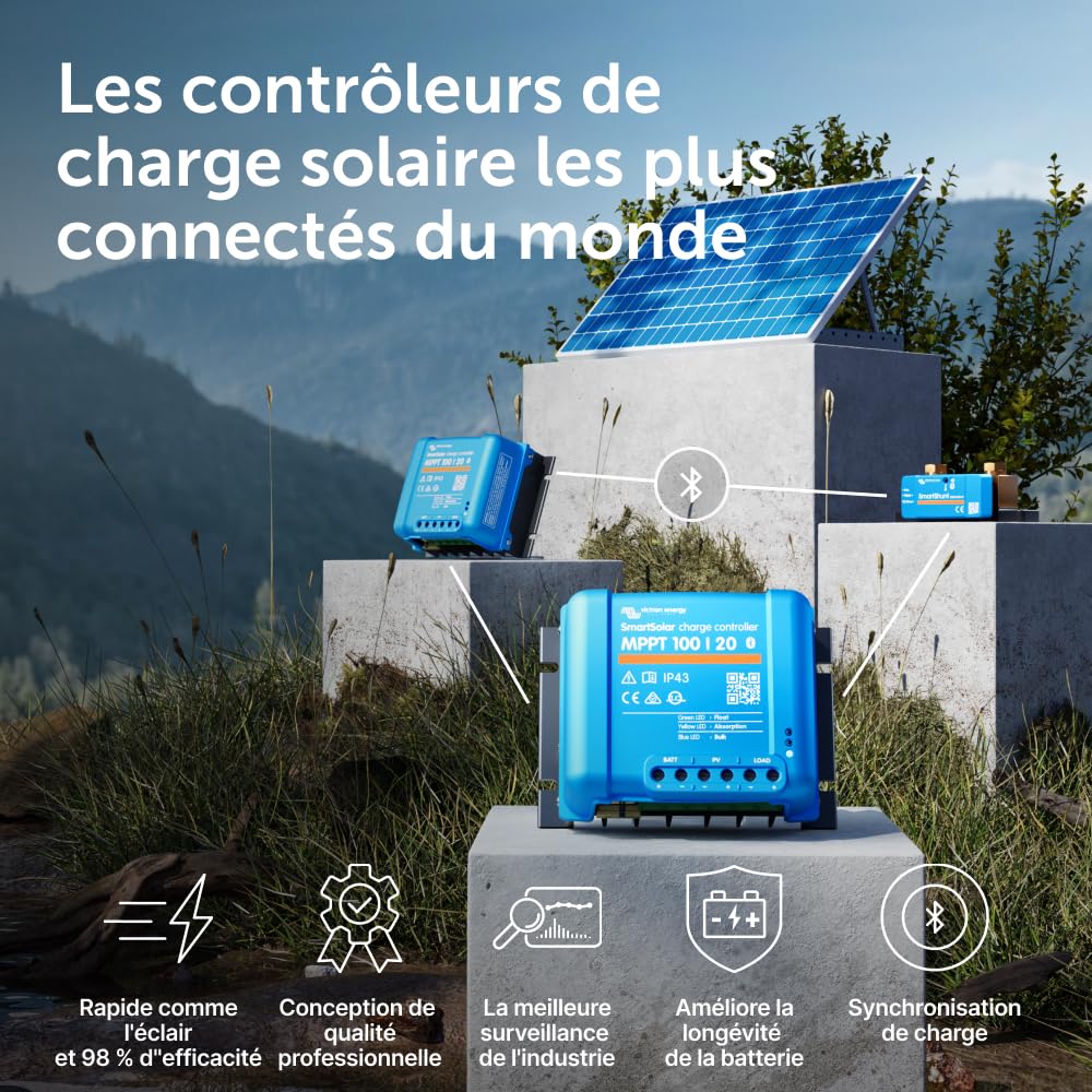 Victron Energy SmartSolar MPPT 100V 20 ampères 48-Volt Contrôleur de Charge Solaire (Bluetooth)