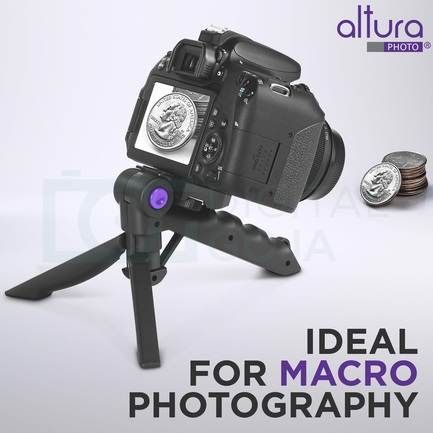 Altura Photo Mini Tripod for Camera w/Pistol Grip, Portable Small Tripod for DSLR & Mirrorless Cameras, Mini Tripod Stand w/Anti Slip Feet, Works as Desktop Tripod, Vlog Tripod, Table Tripod : Electronics