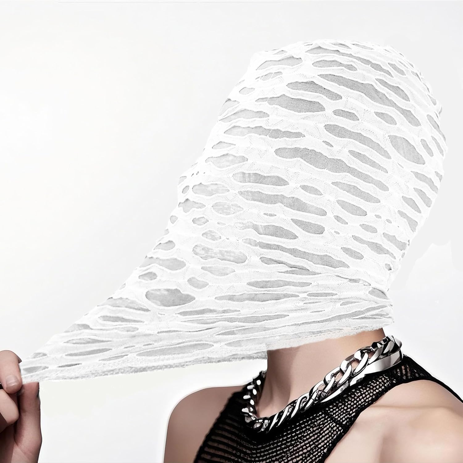 Mystery Full Face Mask Halloween Cosplay Stretch Fabric Costumes Accessories Masquerade Party Out See Through Hood - Image 2