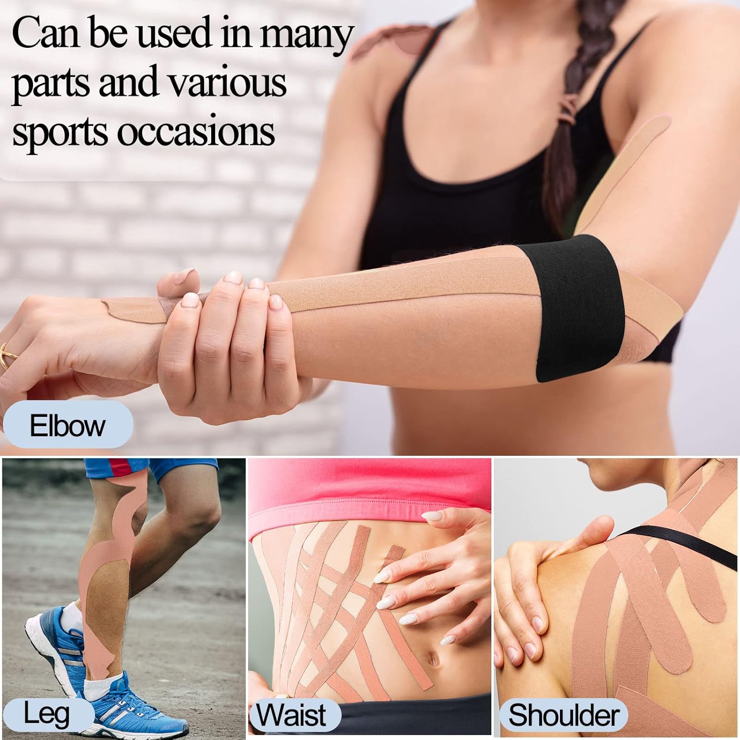 15 Rolls Waterproof Breathable Kinesiology Tape 2 Inch x 16 ft Athletic Runners Tape Pain Relief Muscle Tape Uncut Knee Tape for Elbow Shoulder Ankles Gym Fitness Sports Running Swimming (Beige) : Health & Household