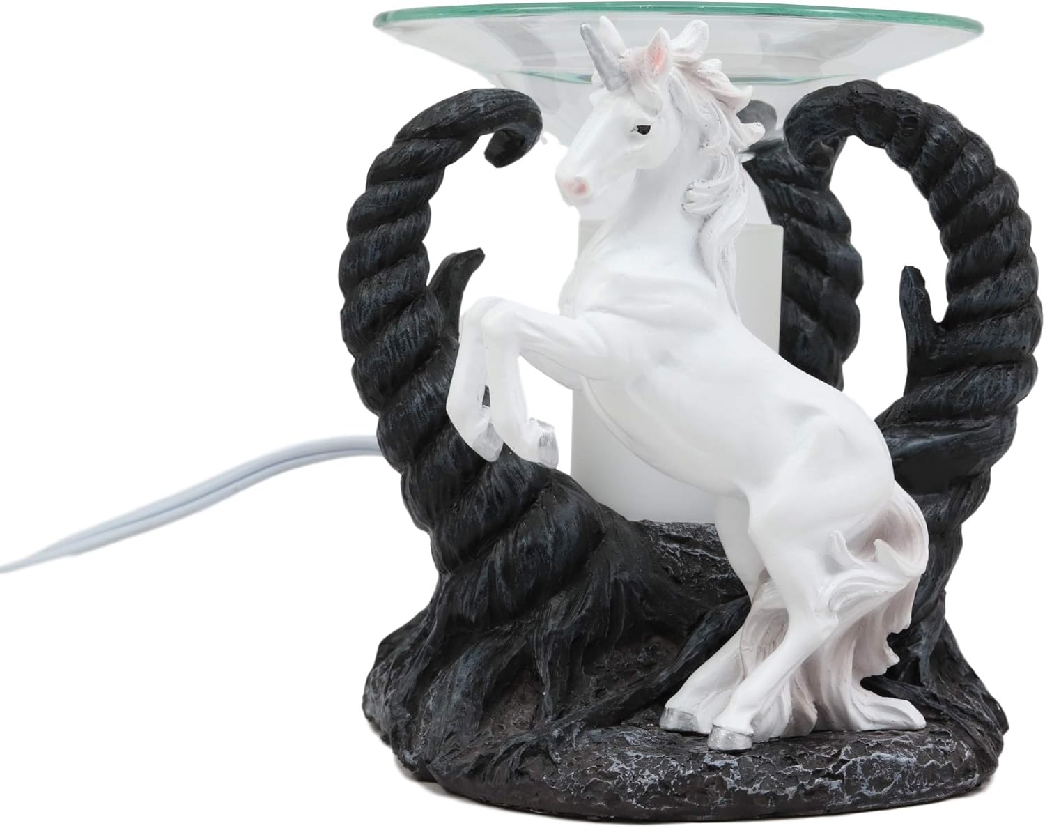 Ebros Fantasy Sacred White Unicorn by Three Enchanted Forest Twisted Trees Electric Oil Burner Tart Warmer Aroma Scent Statue Long Home Fragrance Decorative Unicorns Accessory Figurine
