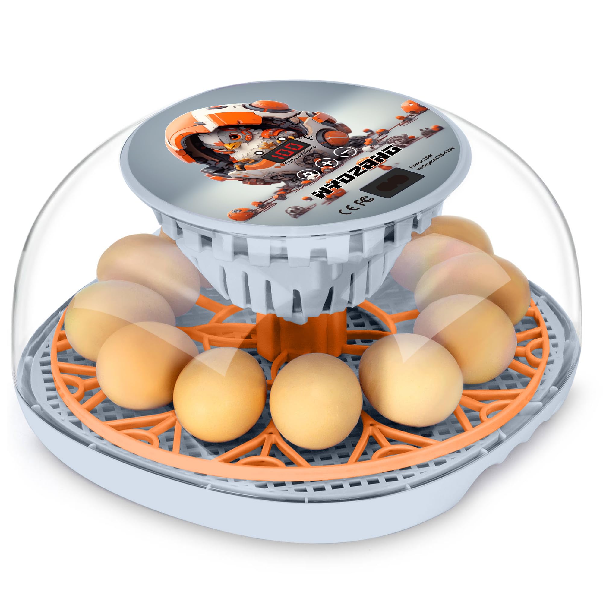 WYD2ANG Smart Chicken Incubators for Hatching Eggs with Automatic Turner Small Poultry Duck Quail 12 Egg Incubator Temperature Control Display Hatcher Machine (Mechachick, ?)
