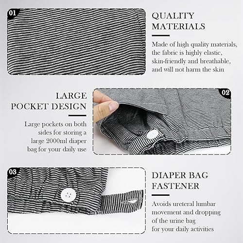 Miniatura 3 de DOERDO - Bolsa de nefrostomía, pantalones para el cuidado de la incontinencia, diseño de doble bolsillo, ropa interior para personas con