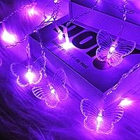 Vista 2 de GONIMY Cortina de luces de mariposa de 60 luces LED de 13.1 pies alimentadas por USB, 8 modos de control remoto, impermeables, luces parpadeantes