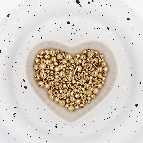Miniatura 10 de 500 cuentas espaciadoras rellenas de plata, cuentas duraderas que no se decoloran fácilmente, cuentas redondas lisas sin costuras, cuentas de bola