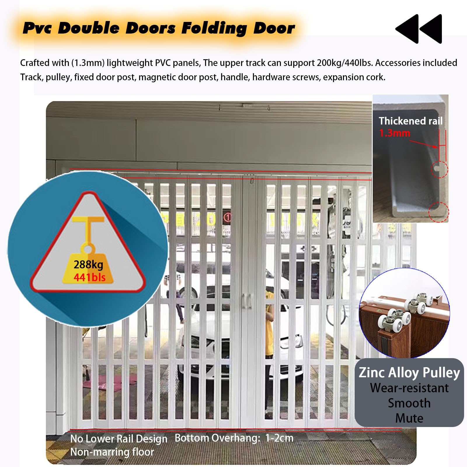 Vouwdeur Accordian Deur Schuifdeur Opvouwbare privacyschermdeur met magnetische sluiting, honingraat push-pull concertinaire intrekbare deuren voor binnen/ buiten/ruimteverdeler(110 x 200 cm