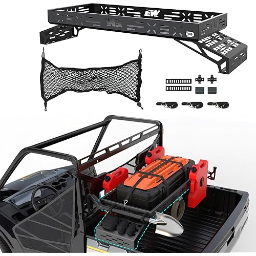 NIXFACE UTV Cargo Rack Aluminum Adjustable Universal with Cargo Net Fit for UTVs Trucks,Vans,SUVs Carry More for Off-Road Farming Hunting