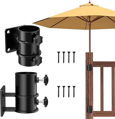 FMhotu Soporte resistente para sombrilla de patio, soporte de sombrilla de patio al aire libre para barandillas de terraza, balcón, patio, vallas,