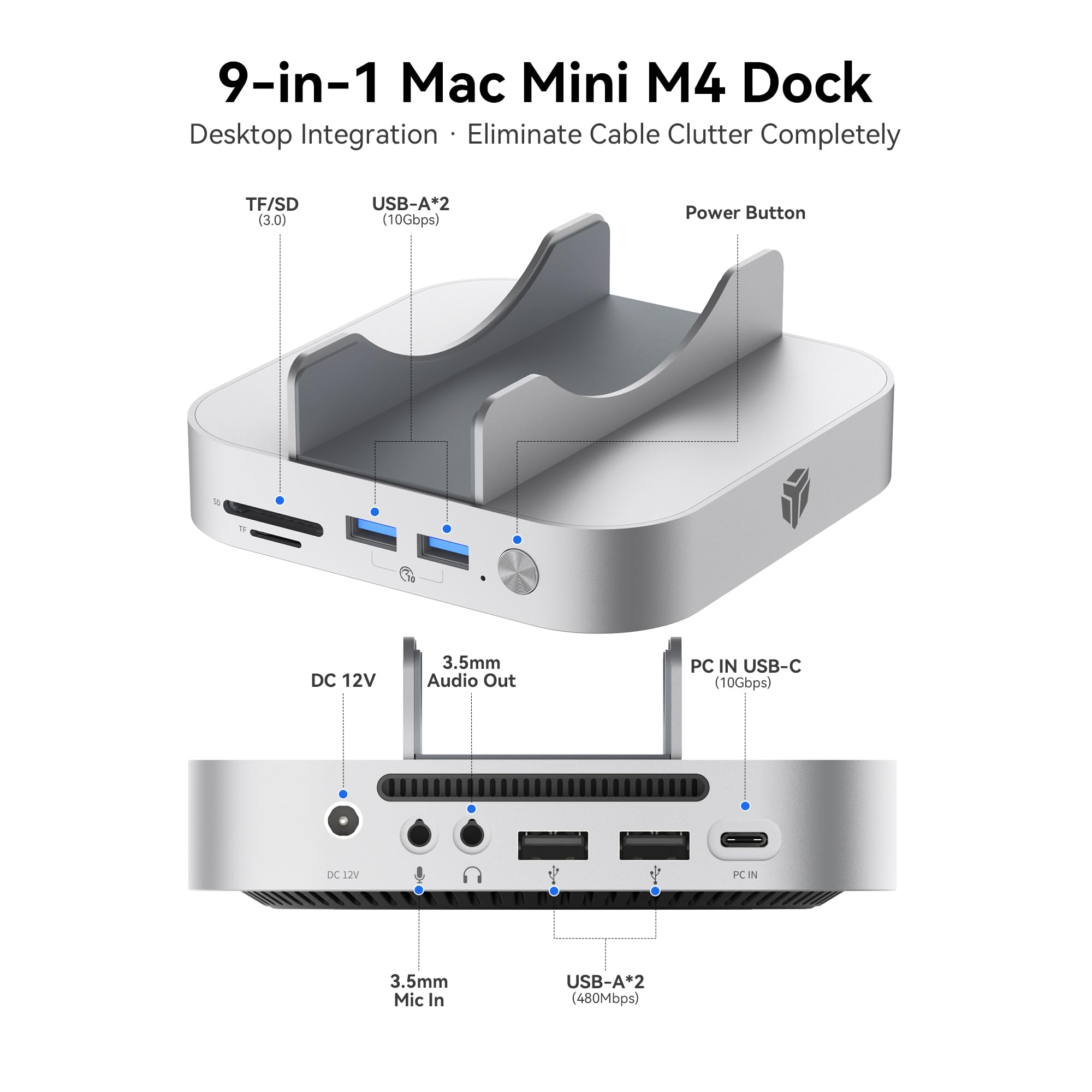 Yottamaster ドッキングステーション 9-in-1 USB 3.1✴︎ Yottamaster Dock 9 em 1 Mac mini M4 de 10 Gbps com gabinete SSD