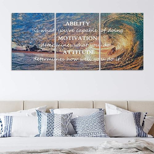 Miniatura 2 de Pósteres motivacionales inspiradores de arte de pared, 3 paneles, puesta de sol, océano, playa, paisaje, decoración de pared, salida del sol,