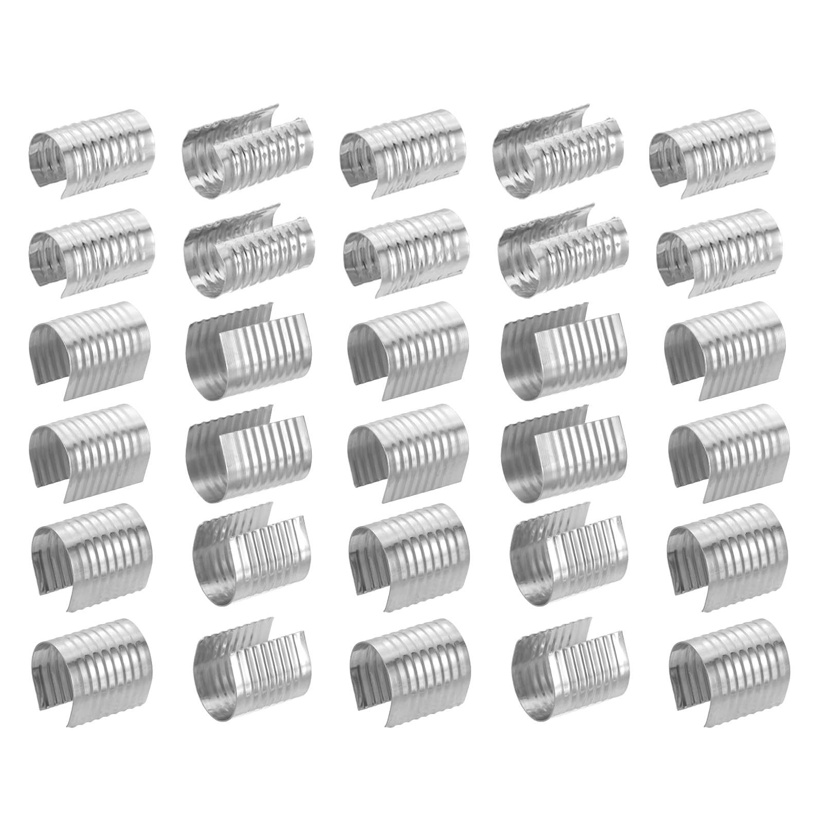 PATIKIL 3 Size Leather Rope Clip, 120Pcs Metal Cylindrical Crimp Tubes Foldable End Cap Opening Crimps Fastener for Jewelry Making Tassel Leather Cords DIY Craft, Silver Tone