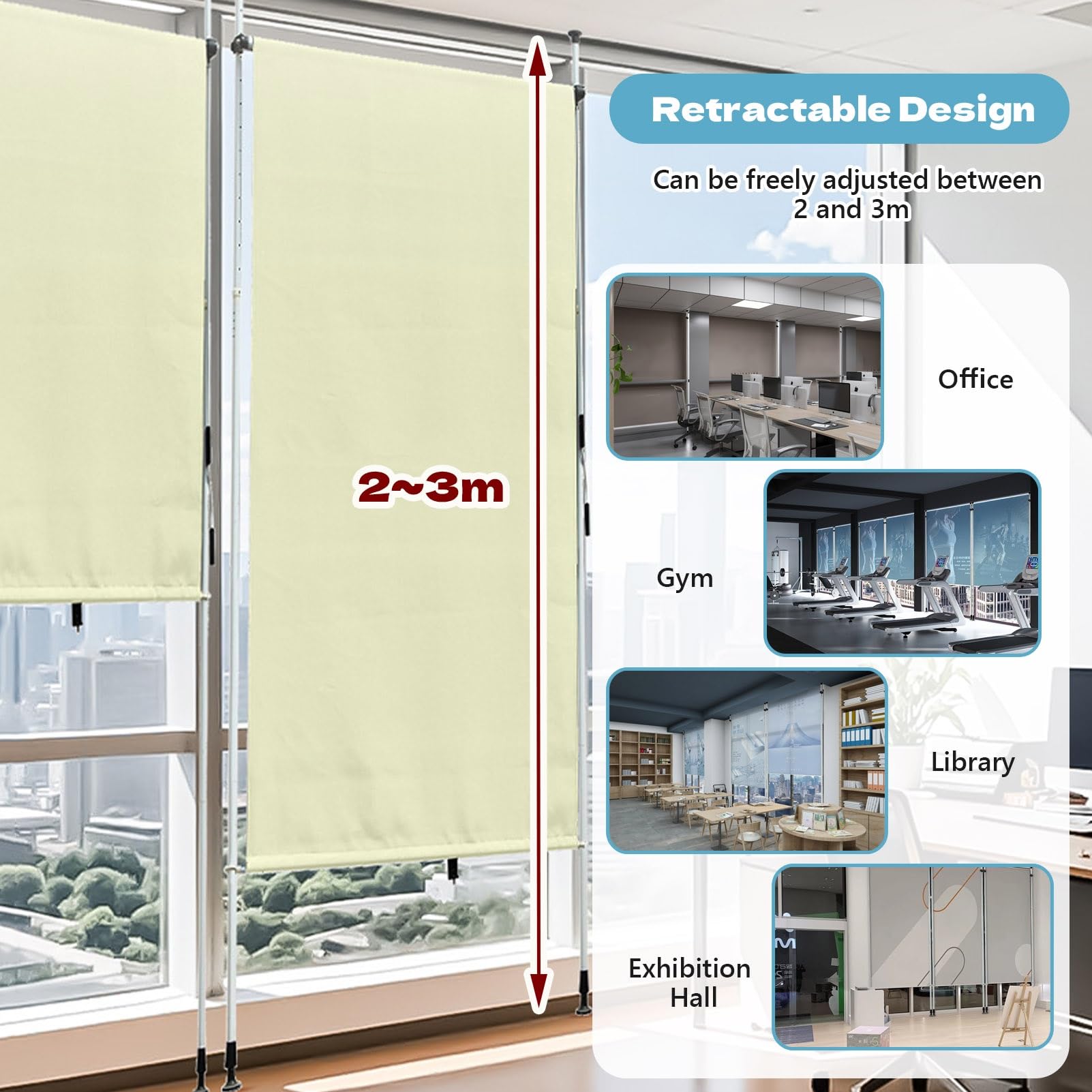 Tenda a rullo retrattile, per esterni, con manovella manuale, resistente ai raggi UV, tenda da sole verticale, per patio e veranda, altezza regolabile, 150 cm, colore: bordeaux
