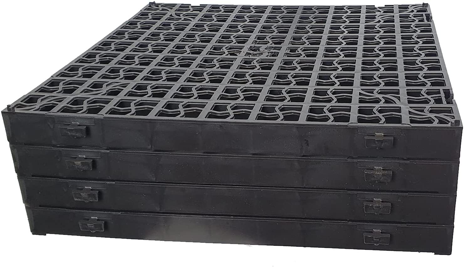 Black Plastic Paving Driveway Grid Turf Grass Lawn Path Gravel Protector | 4 Grass Grids = 1 Sq Meter | Drainage Mat Greenhouse Deck Garden Supply (36)