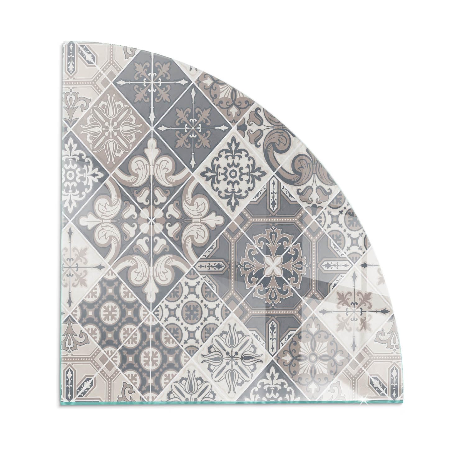 Plaque de cheminée 100x100 cm en verre moderne quart de cercle