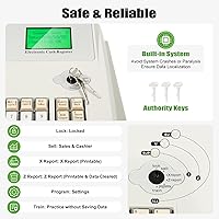 Vista 5 de Gdrasuya10 Caja registradora electrónica LED de 8 Digitaces Sistema POS Caja registradora comercial con cajón de efectivo y teclado plano