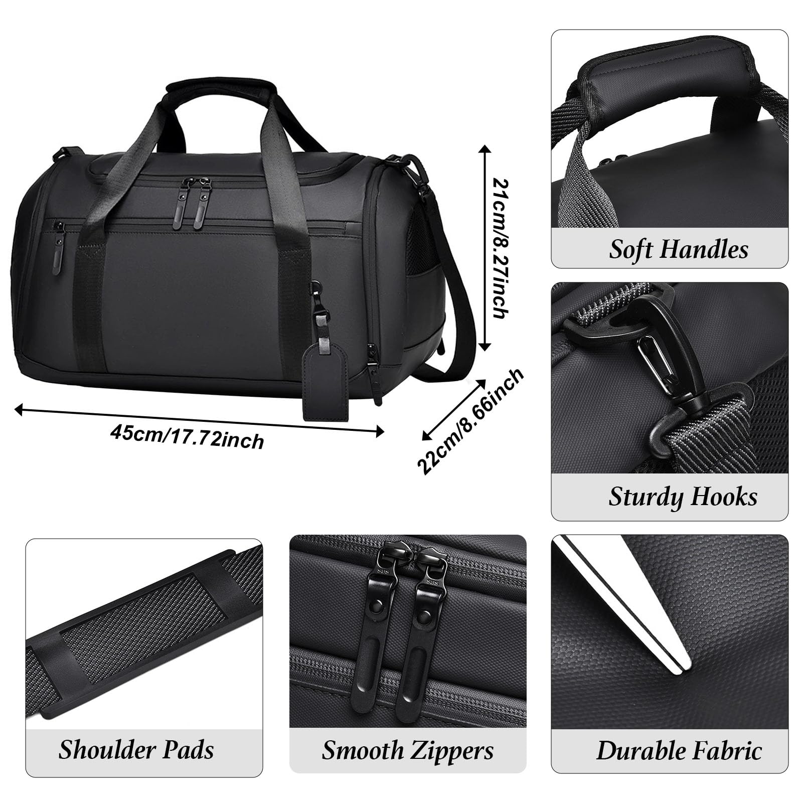 Bolsa de Deporte Hombre y Mujer Bolsa Gimnasio con Compartimento Bolsas de Viaje Impermeable para Natación Fitness y Viajes