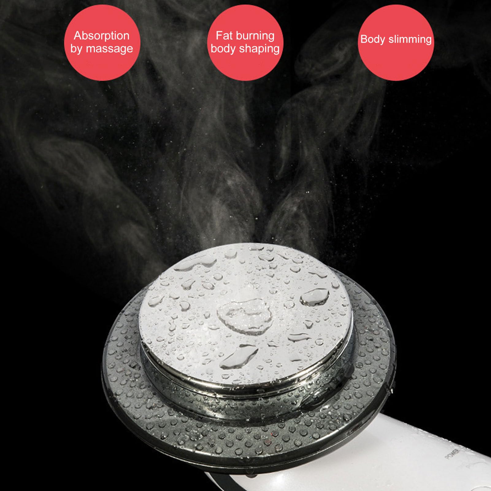 Fyearfly 6-in-1 RF Electric Massager showing absorption, fat burning, and body slimming effects with steam