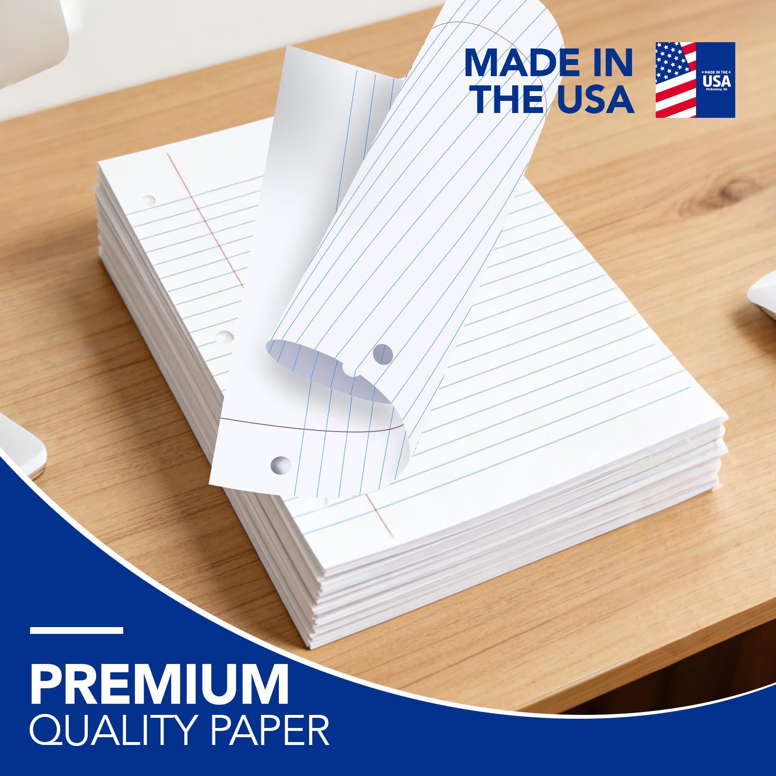 Kaisa Lot de 3 feuilles de papier ligné perforées à 3 trous de 20,3 x 26,7 cm pour classeur à 3 anneaux, 150 feuilles/paquet de papier pour ordinateur portable (college) F15001C-3pk