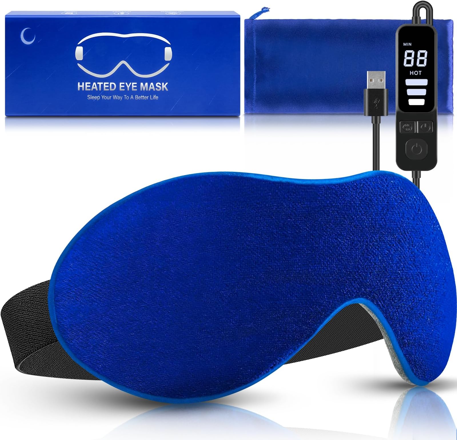 Heated Eye Mask, Dry Eye Mask Heat Eye Compress with Flaxseed, Warm Eye Compress Heating Pad with Temperature Timer Control for Sleep, Blepharitis, Dark Circles, MGD, Puffy Eyes