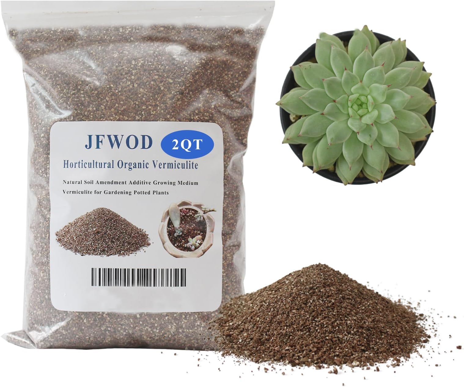 2QT Organic Vermiculite for Plants, Horticultural Soil for Potted Plants, Coarse Hydroponic for Succulent Orchid Gardening Reptiles