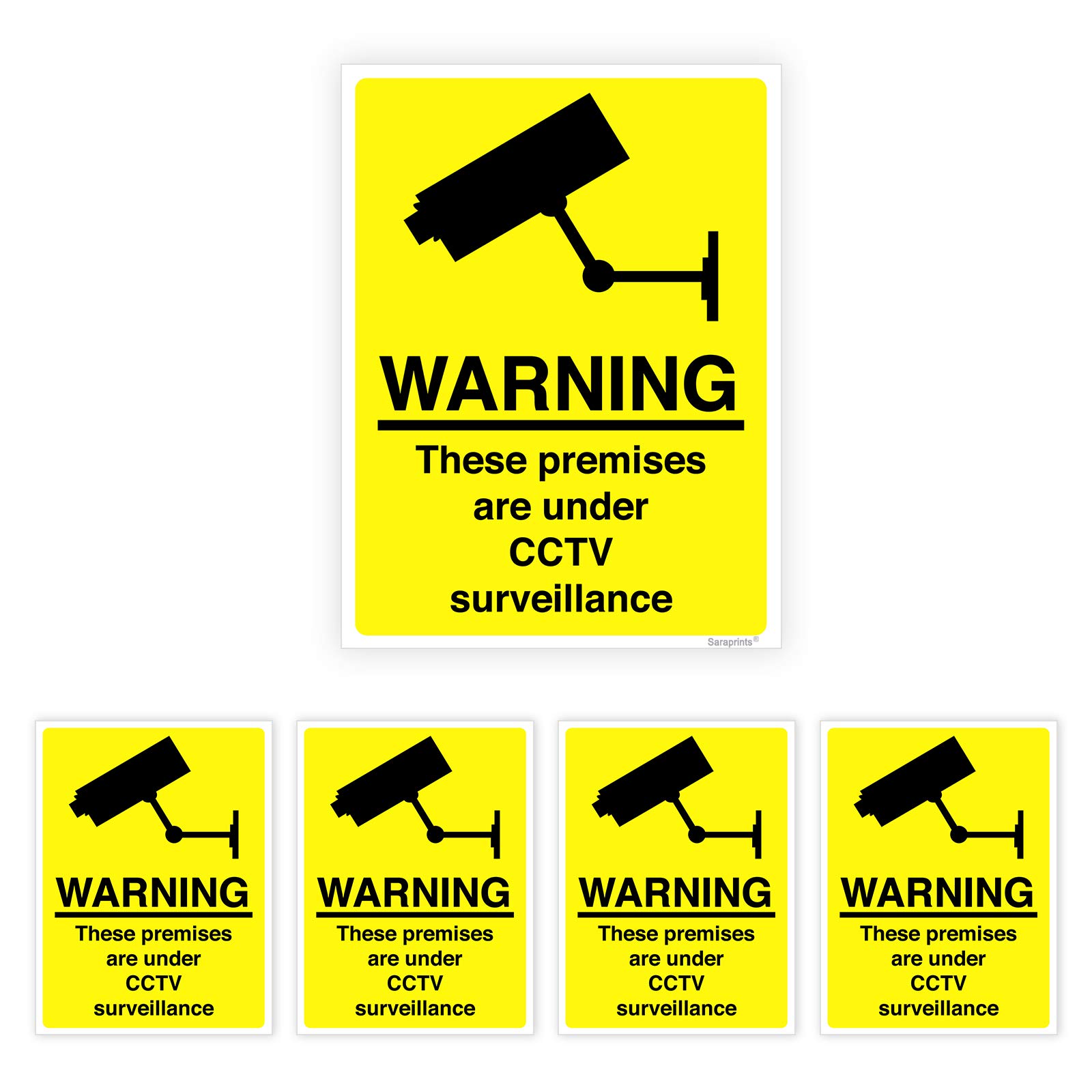 Pack of 5 Security Signs Deter Burglars Self Adhesive Waterproof Vinyl CCTV Signs Window Stickers 100mmx75mm V1197