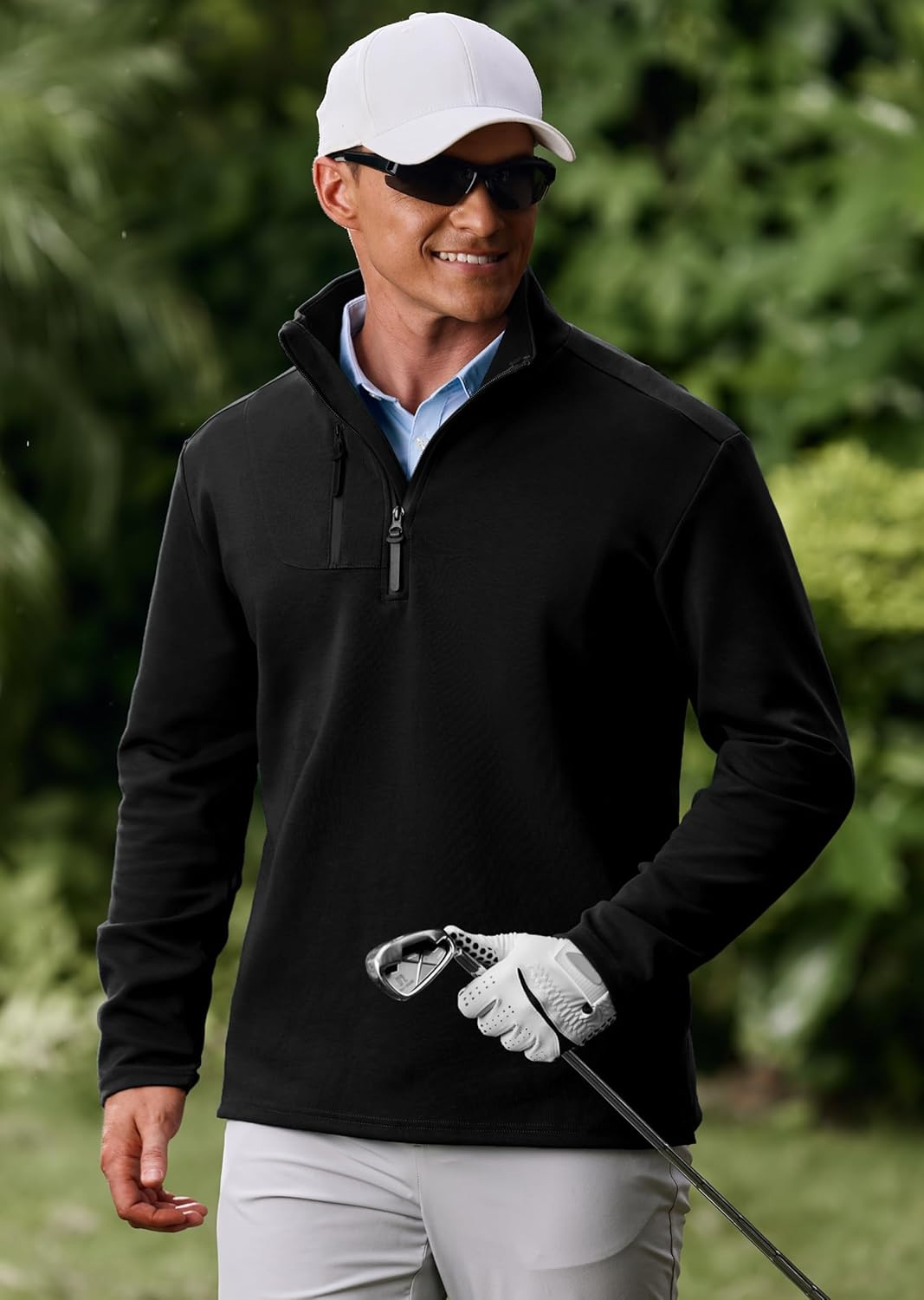 Men's Golf Pullover Quarter-Zip Long Sleeve Sport Shirt with Chest Pocket (S-XXL) - Image 2