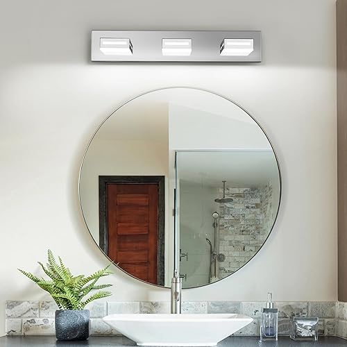 Miniatura 15 de Lámparas LED modernas para tocador (3 lámparas, 24 pulgadas), accesorios de iluminación para pared de baño acrílico dorado sobre espejo