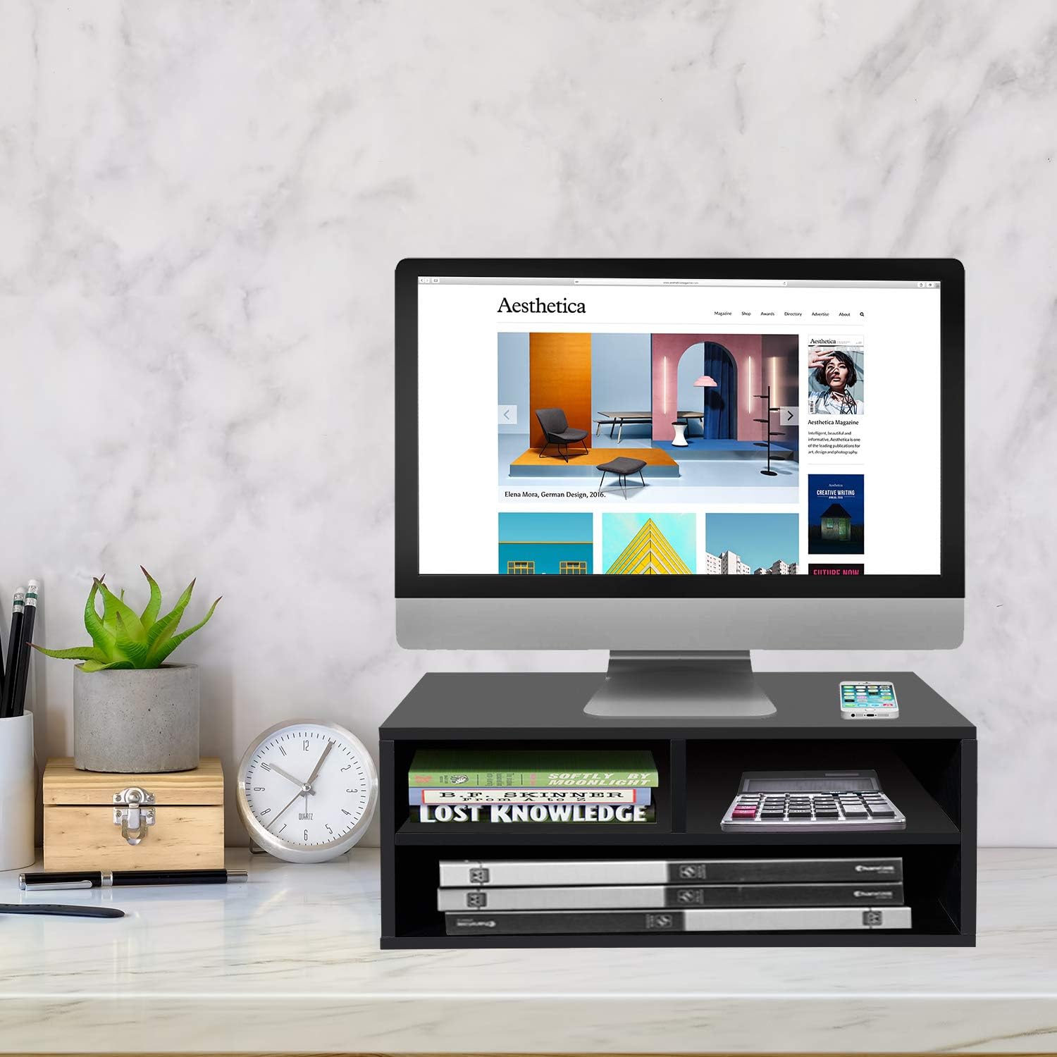 Printer Stand with Storage,Two-Tier Printer/Fax Stands Workspace Organizers, Monitor Laptop Computer Wooden Printer Stand, Bookshelf Desk Rack File Storage Rack,Wood Desk Organizer for Home & Office