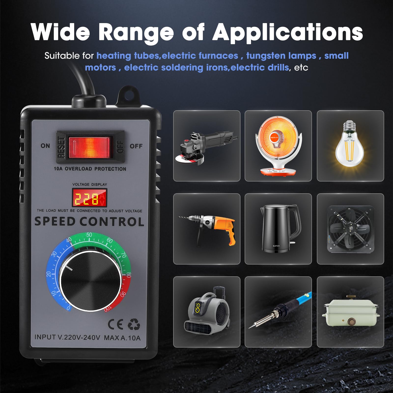 Nuovo Regolatore Di Velocità Del Motore SCR 220V AC 4000W Regolatore Di Tensione