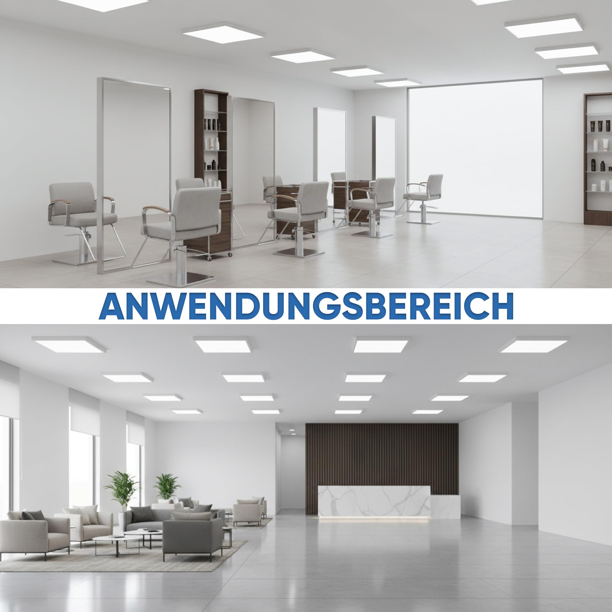 LECOM 6x LED Panel 62x62 Neutralweiß 4250lm 25W Energieeffizient Aufputz | Energieeffiziente, helle LED Deckenleuchte. LED Aufbaupanel mit Rahmen für glatte Decken in Büros, Kanzleien und Praxen.