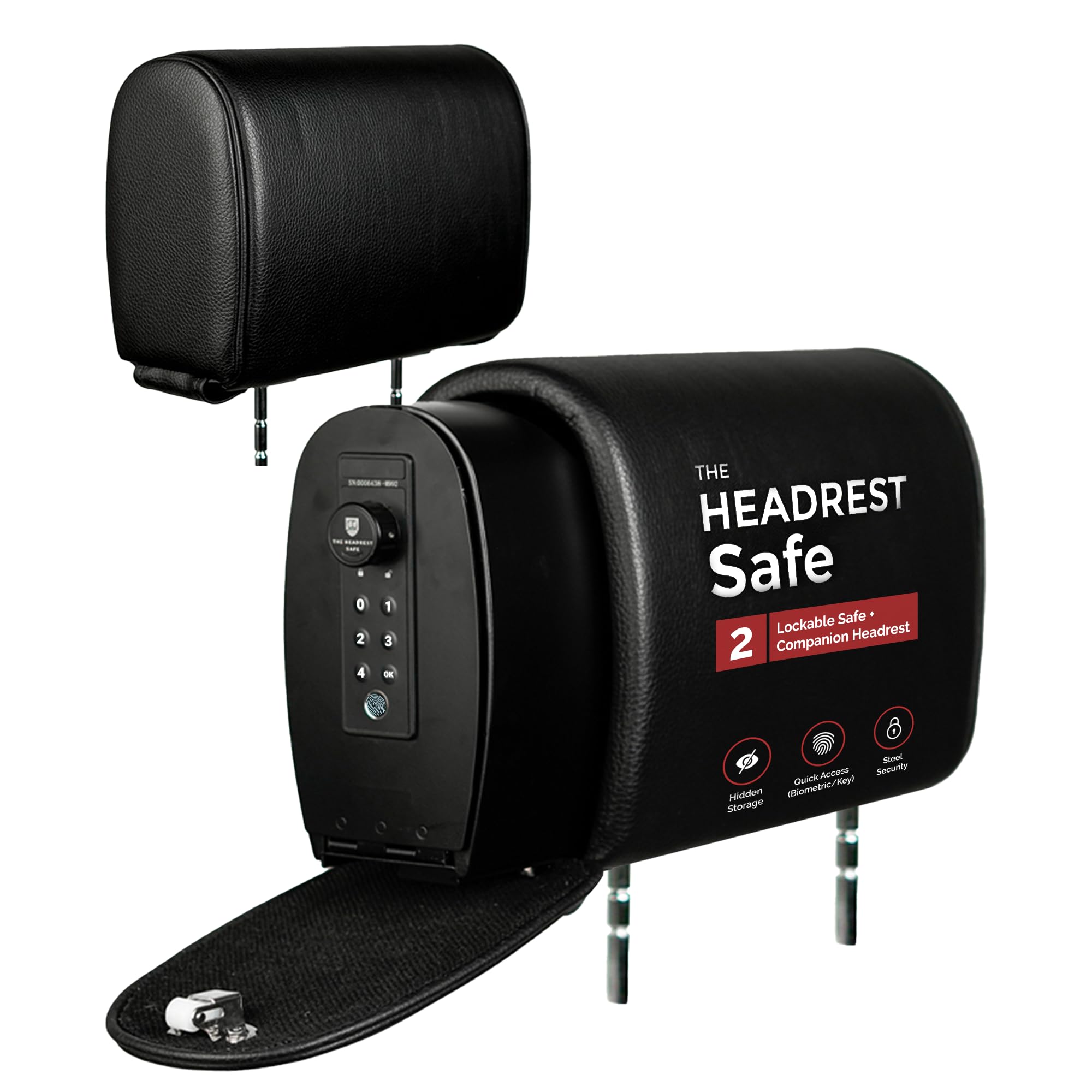 THE HEADREST SAFE Leatherette Removable Slide Bundle Headrest Safe - Passenger Seat, Black-image-16