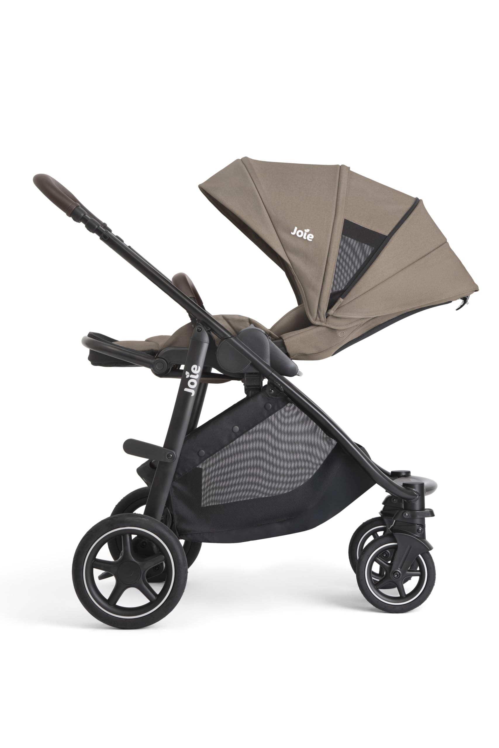 JOIE – VERSATRAX – Poussette naissance à 22 kg – Assise Réversible – Pliage 1 main – Roues Anti-Crevaison – Compatible Coque, nacelle – Habillage pluie, adaptateurs et porte-gobelet inclus – Cashew
