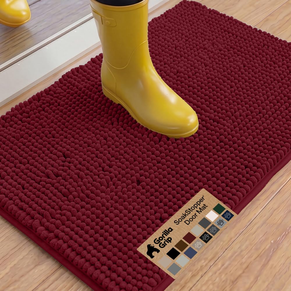 Gorilla Grip Original Indoor Durable Chenille Doormat, Large (36x24) Absorbent, Machine Washable Inside Mats, Low-Profile Rug Doormats for Entry, Back Door, Mud Room Mat, High Traffic Areas (Burgundy) — image 1