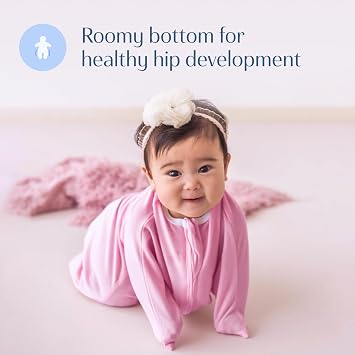 SleepingBaby Zipadee-Zip Transition Swaddle - Cozy Baby Swaddle Blanket with Zipper Convenience - Roomy Wearable Blanket for Easy Diaper Changes - Classic Rose Pink, Small (4-8 Month)