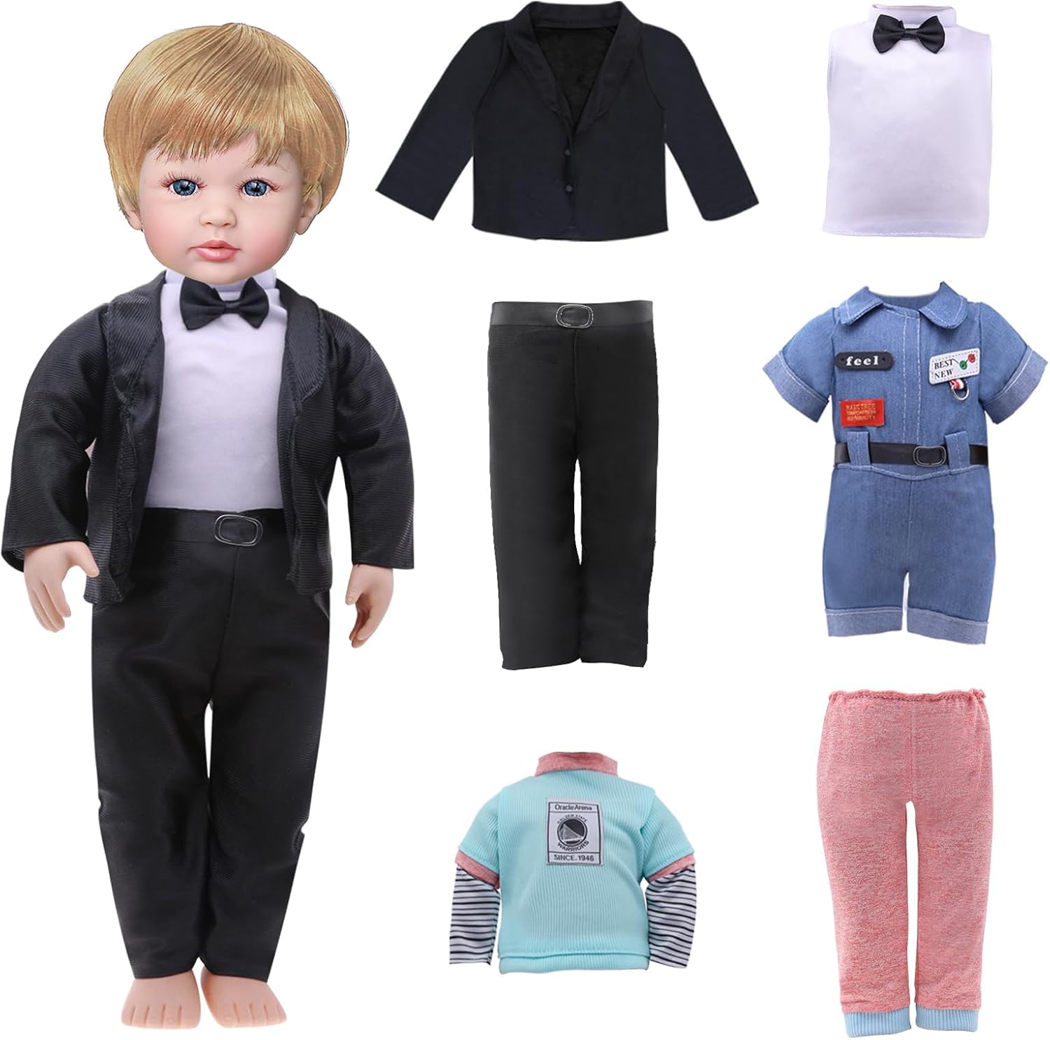 Fashion 16 Inch Boy Doll Clothes Casual Wear Plaid Jacket Pants Sportswear Outfits with Tuxedo Suits for 16" Doll Accessories
