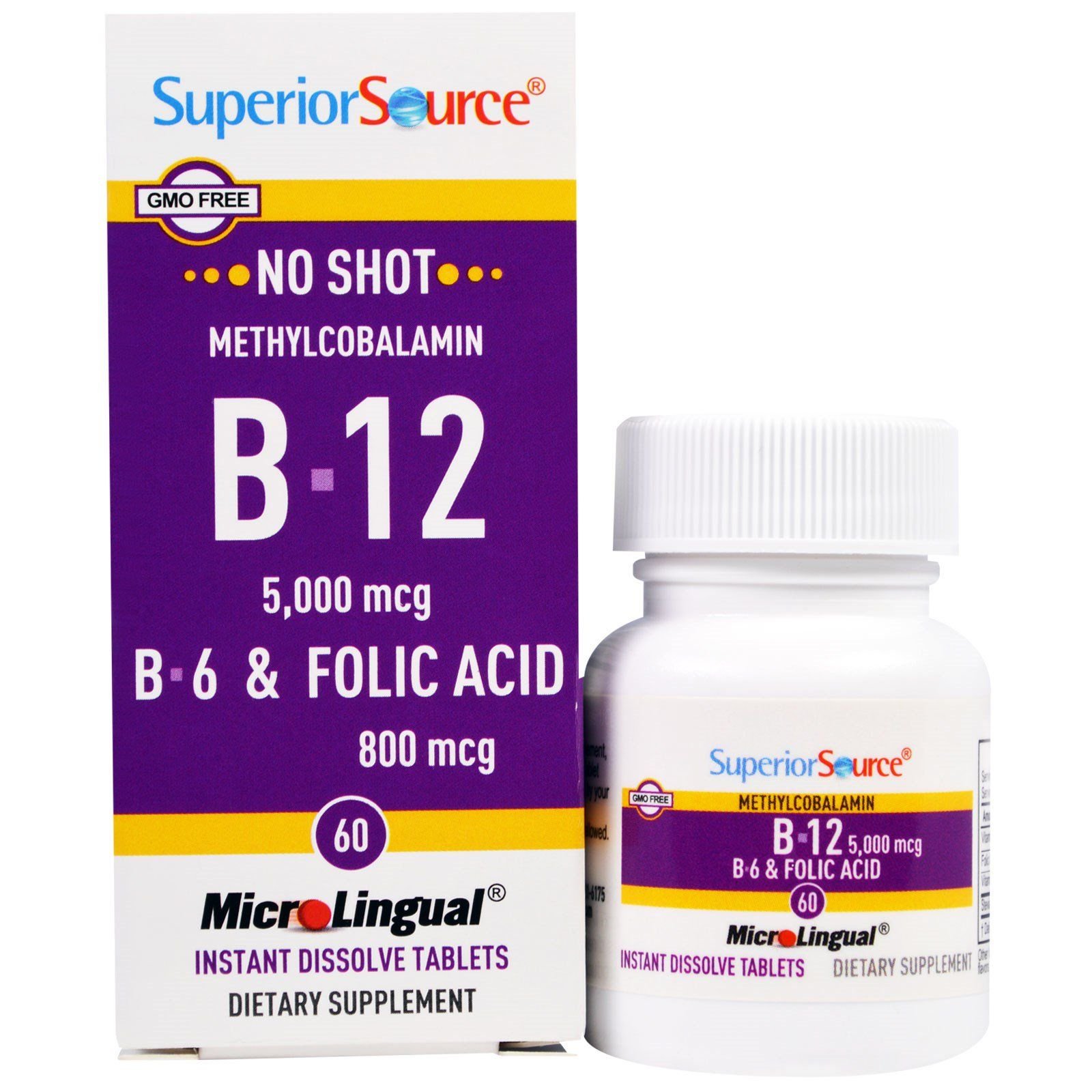 Superior Source B12 5000mcg B6folic 800mcg, 60 CT