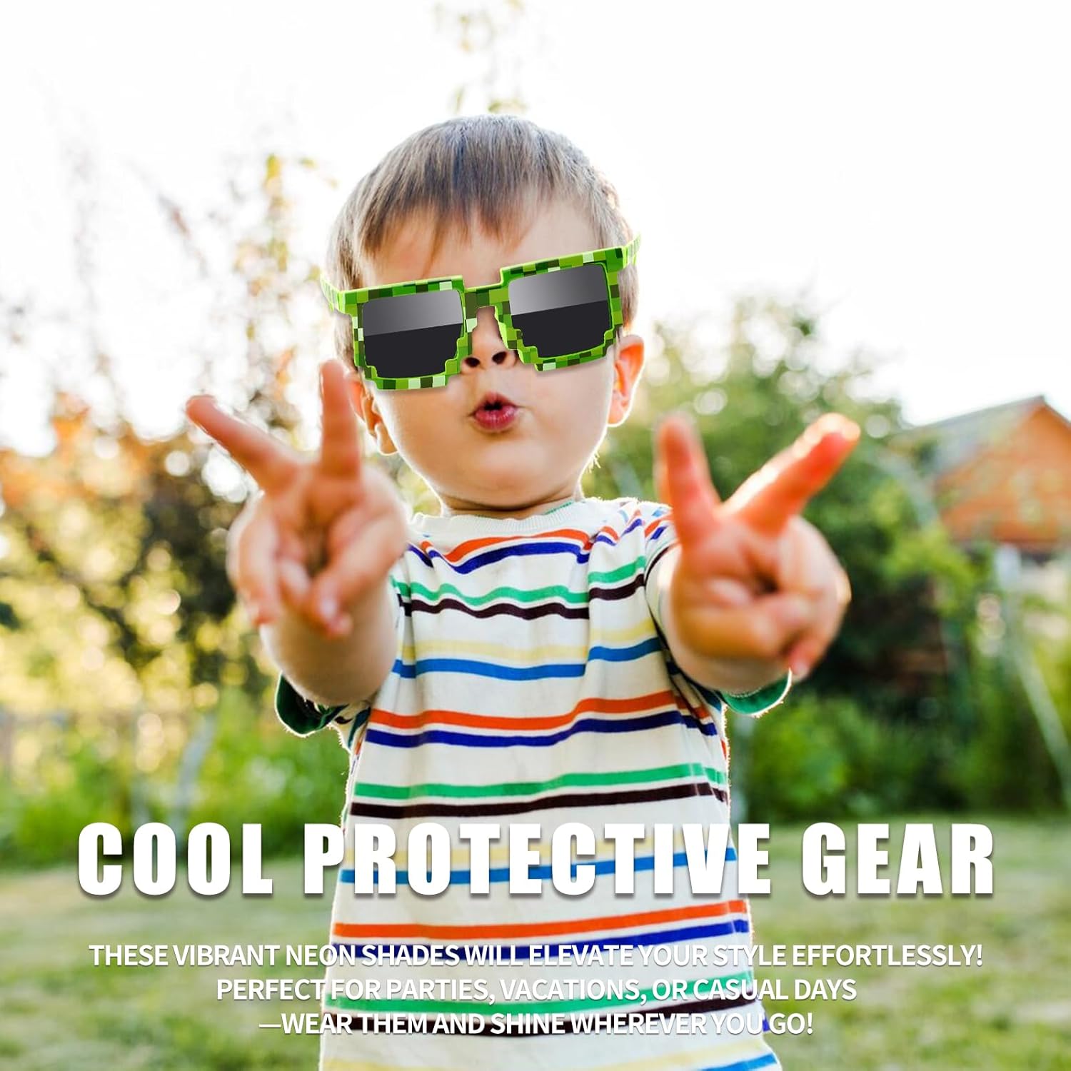 Pixel Sunglasses 12 Pairs Colorful Glasses for Kids and Adults, Party Favors for Birthdays and Game Events